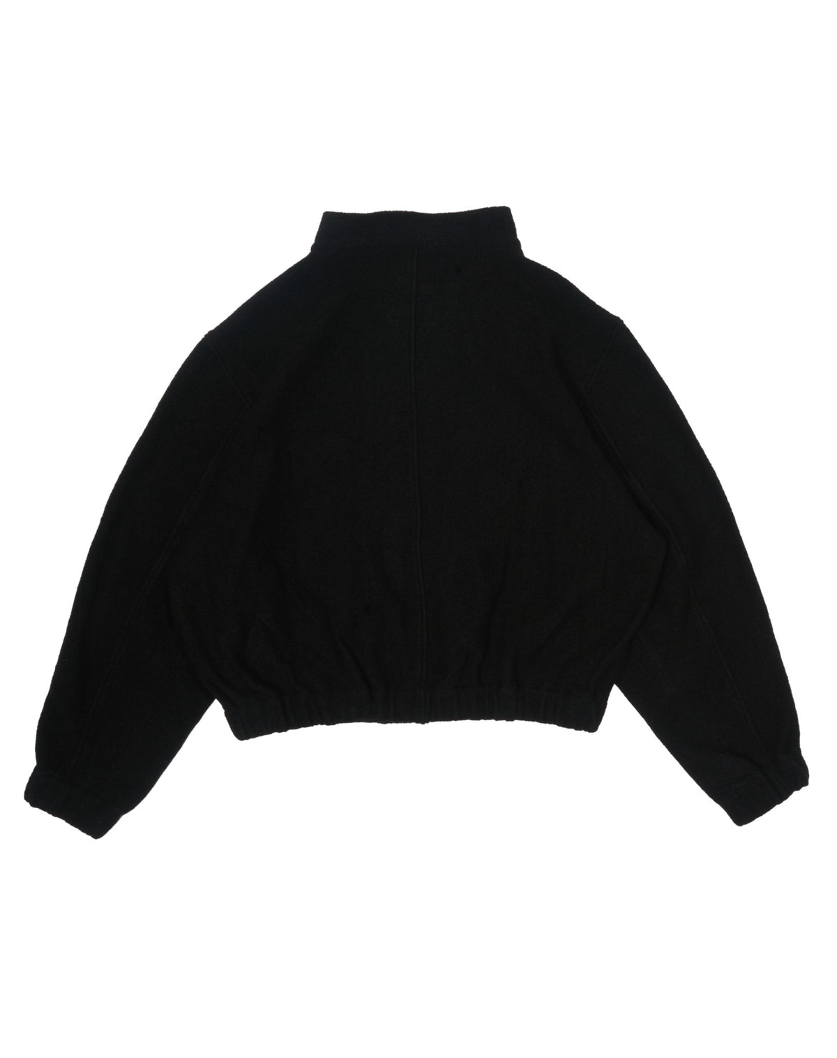 Funnel Neck Wool Fleece Jacket In Black