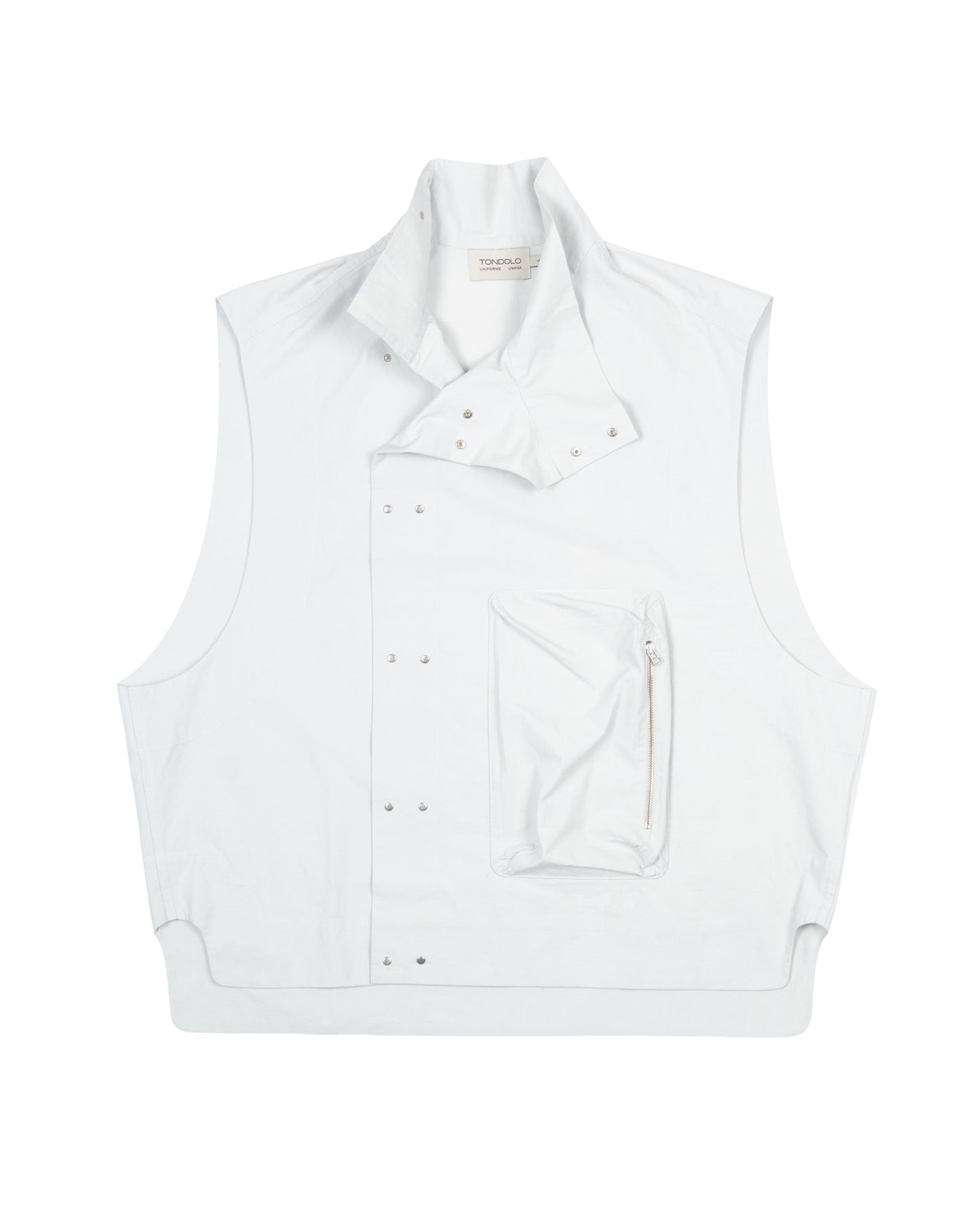 Asymmetric Button Up Vest in Silver Birch