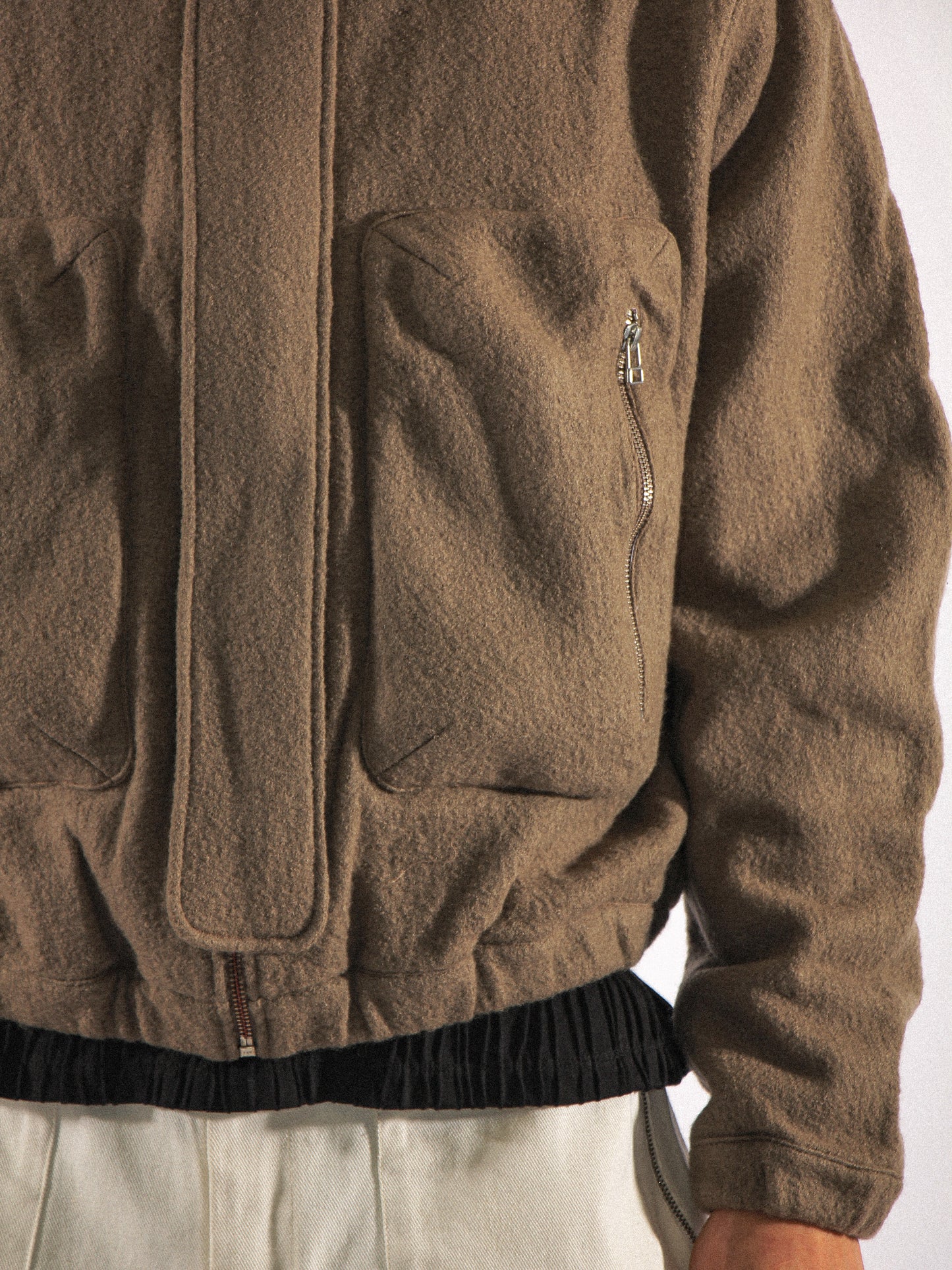 HIGH NECK FLEECE JACKET IN BRINDLE BROWN