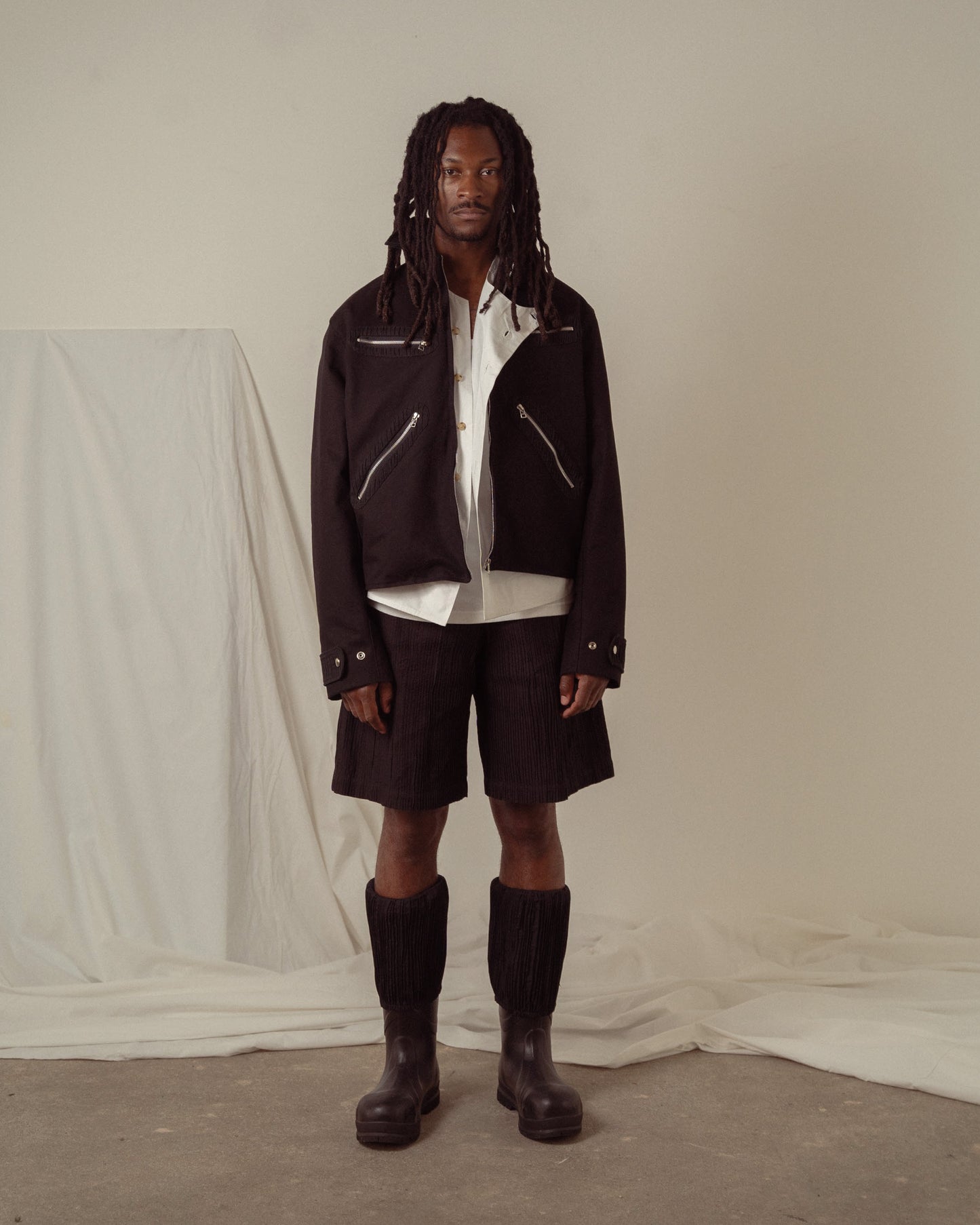 Semi-Gilled Work Jacket in Meteorite Black