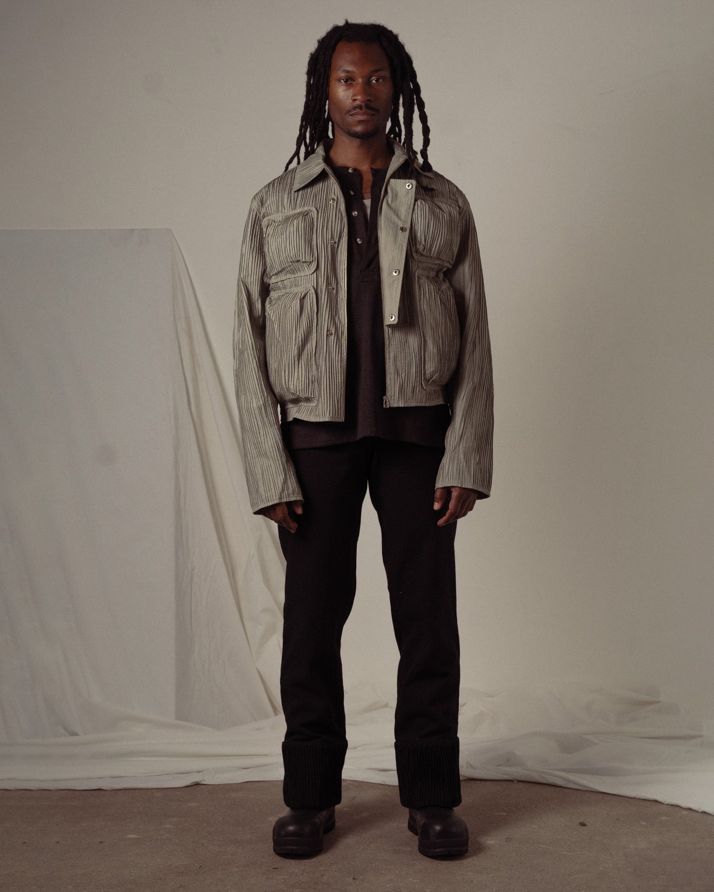 Gilled Otidea Jacket in Meteorite Black