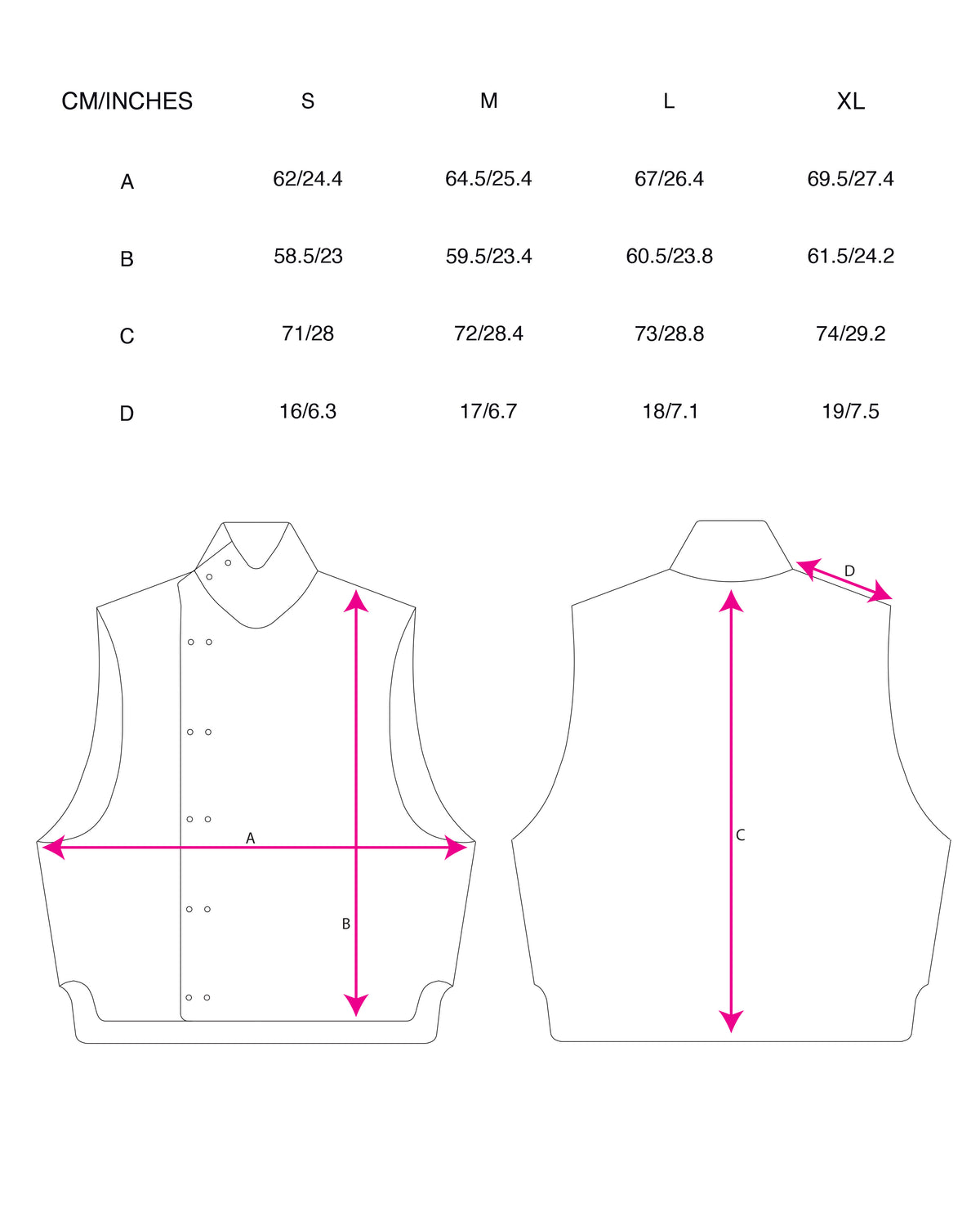 Asymmetric Button Up Vest in Silver Birch size chart