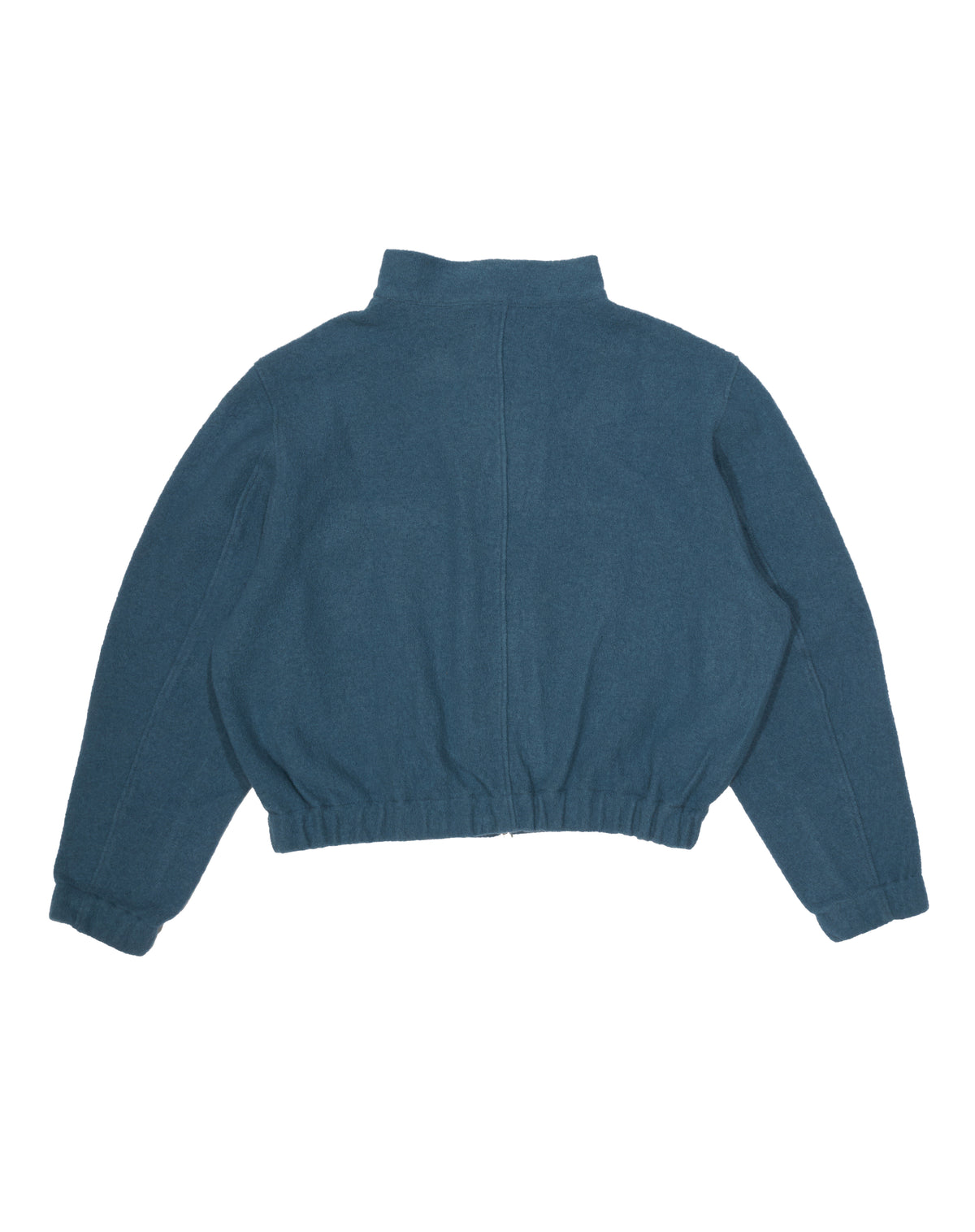 Funnel Neck Wool Fleece Jacket In Blue