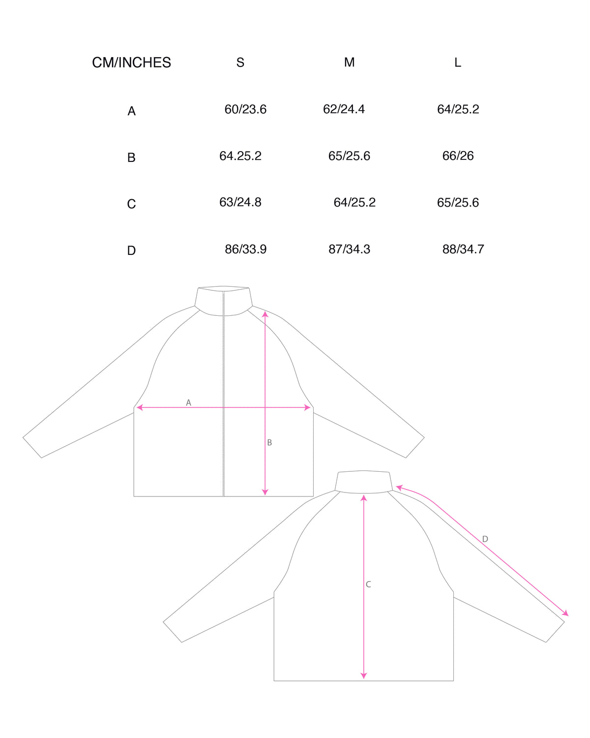 Cibea Track Jacket In Meteorite Black size chart