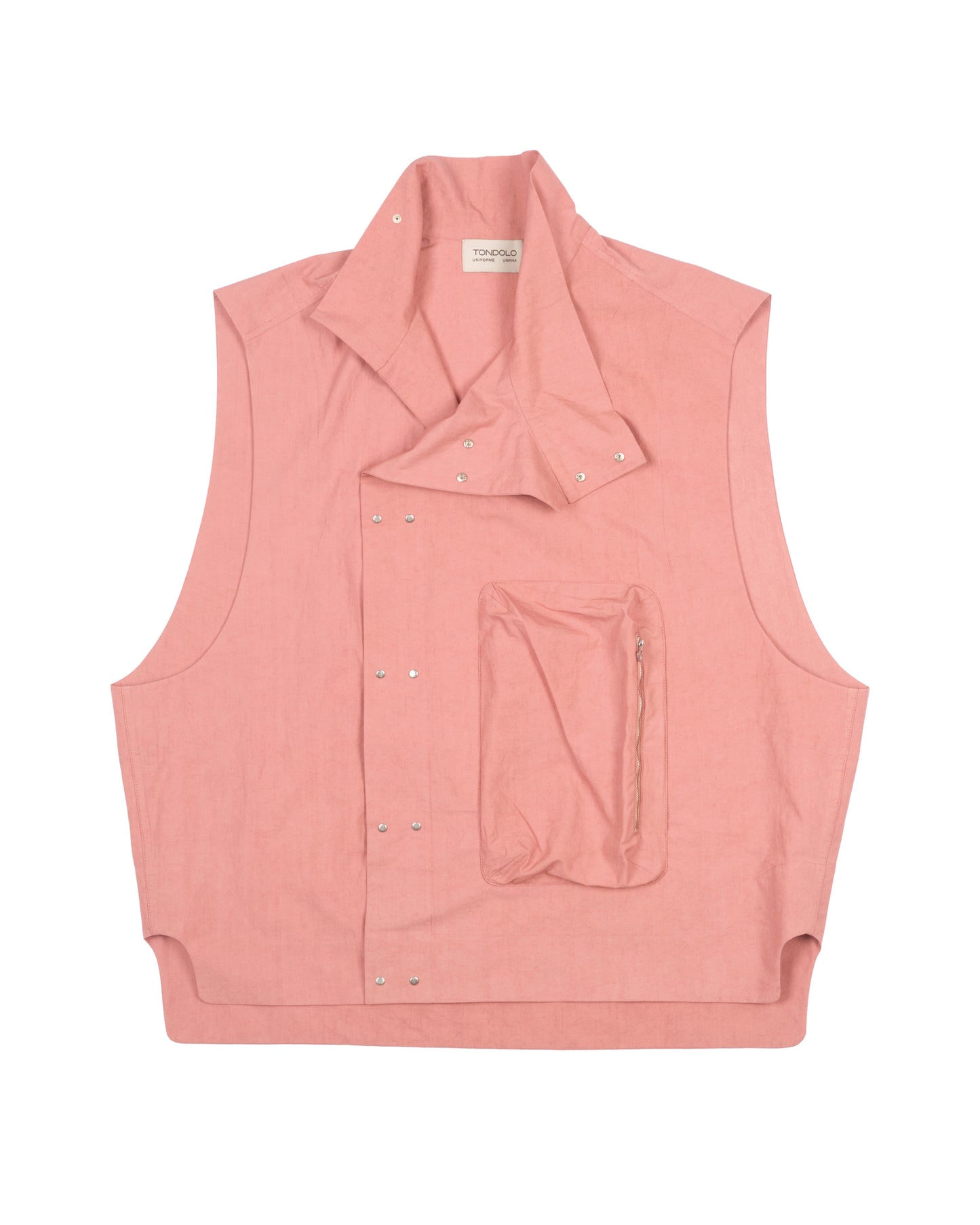 Asymmetric Button Up Vest in Rose Pink