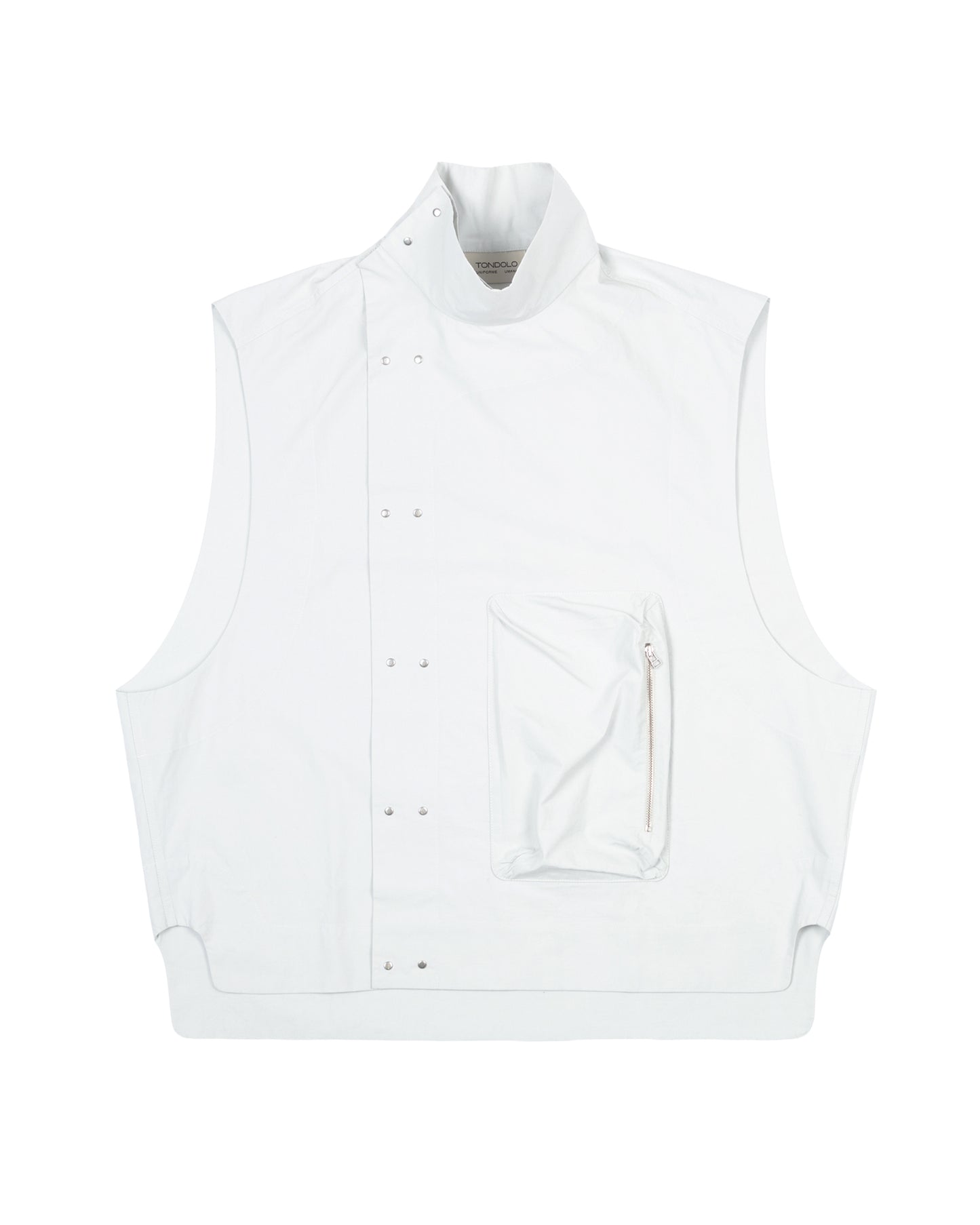 Asymmetric Button Up Vest in Silver Birch