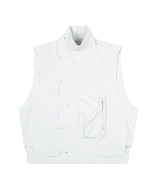 Asymmetric Button Up Vest in Silver Birch