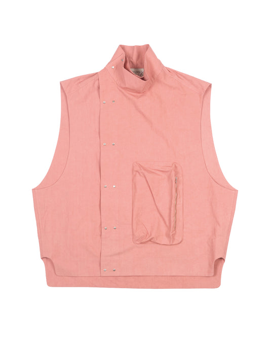 Asymmetric Button Up Vest in Rose Pink