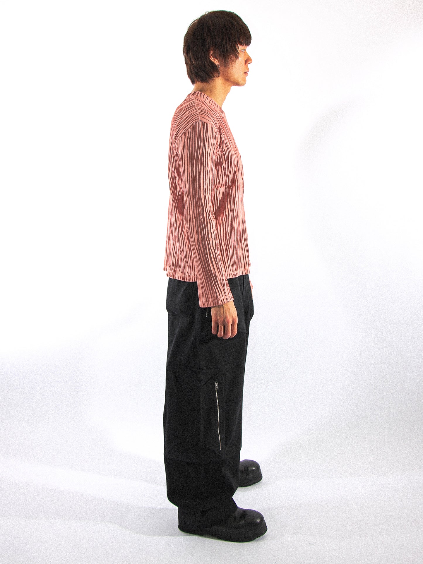 GILLED LONG SLEEVE T-SHIRT IN ROSE DAWN PINK