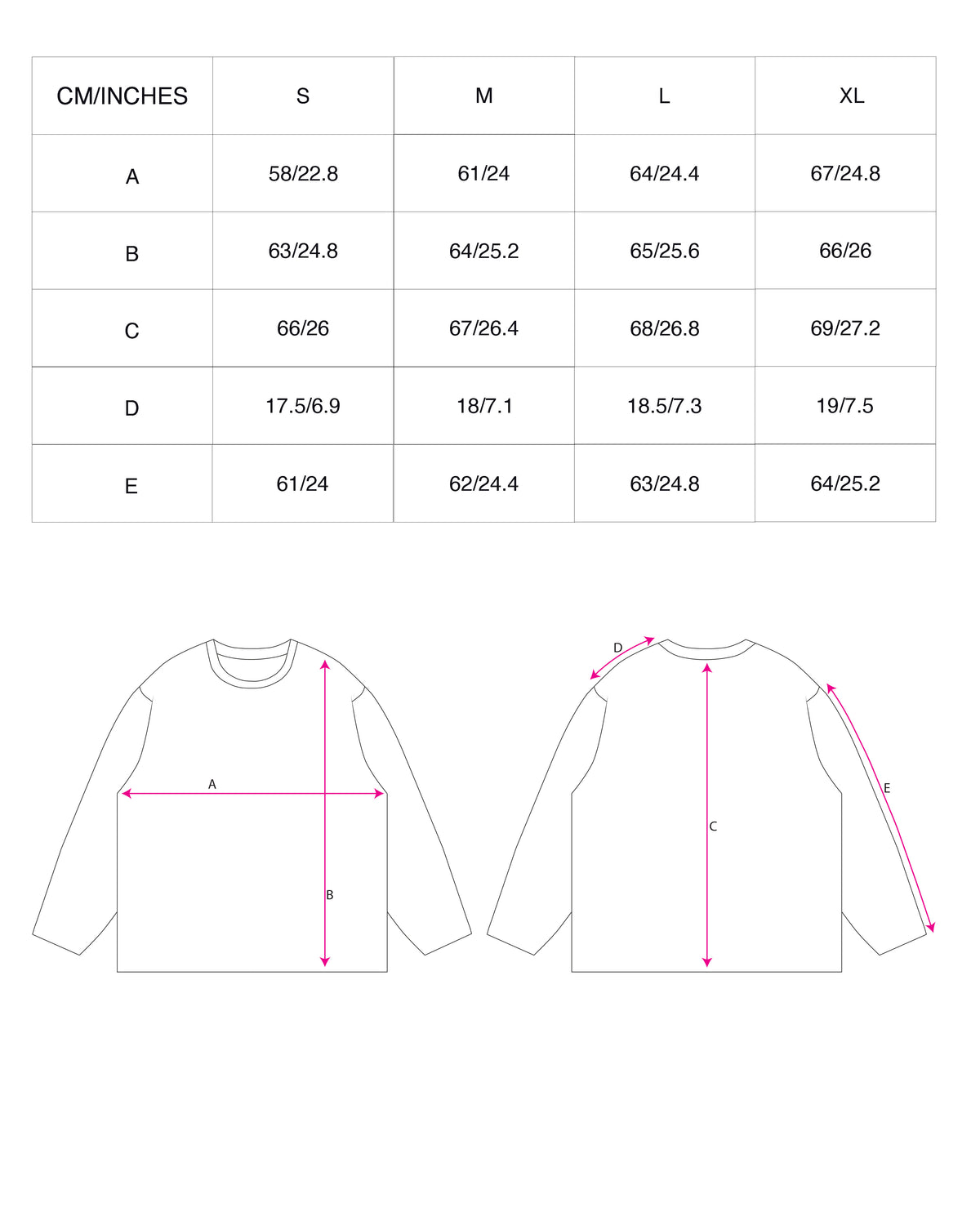 Gilled Long Sleeve T-Shirt in Silver Birch size chart