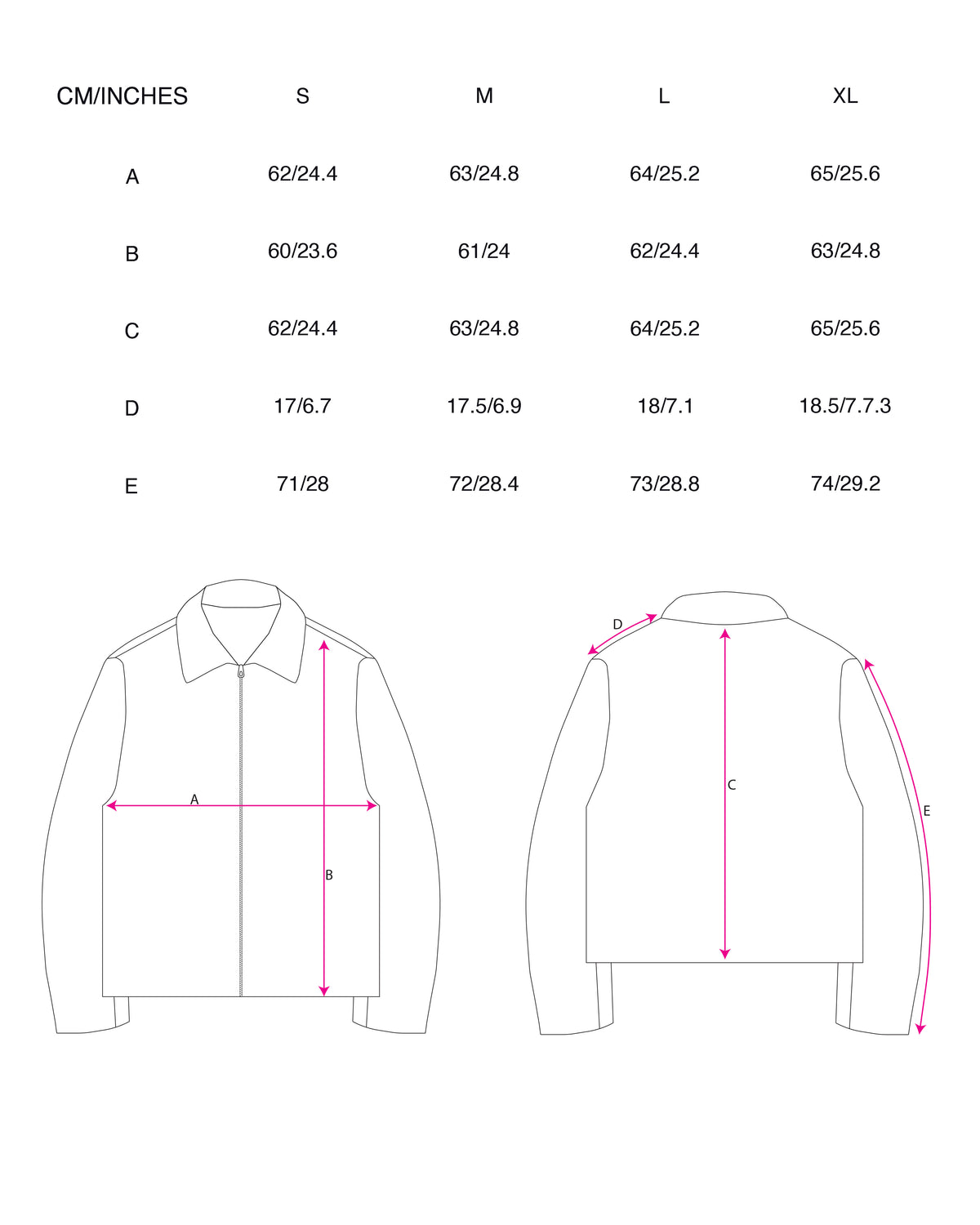 Gilled Otidea Jacket in Meteorite Black size chart