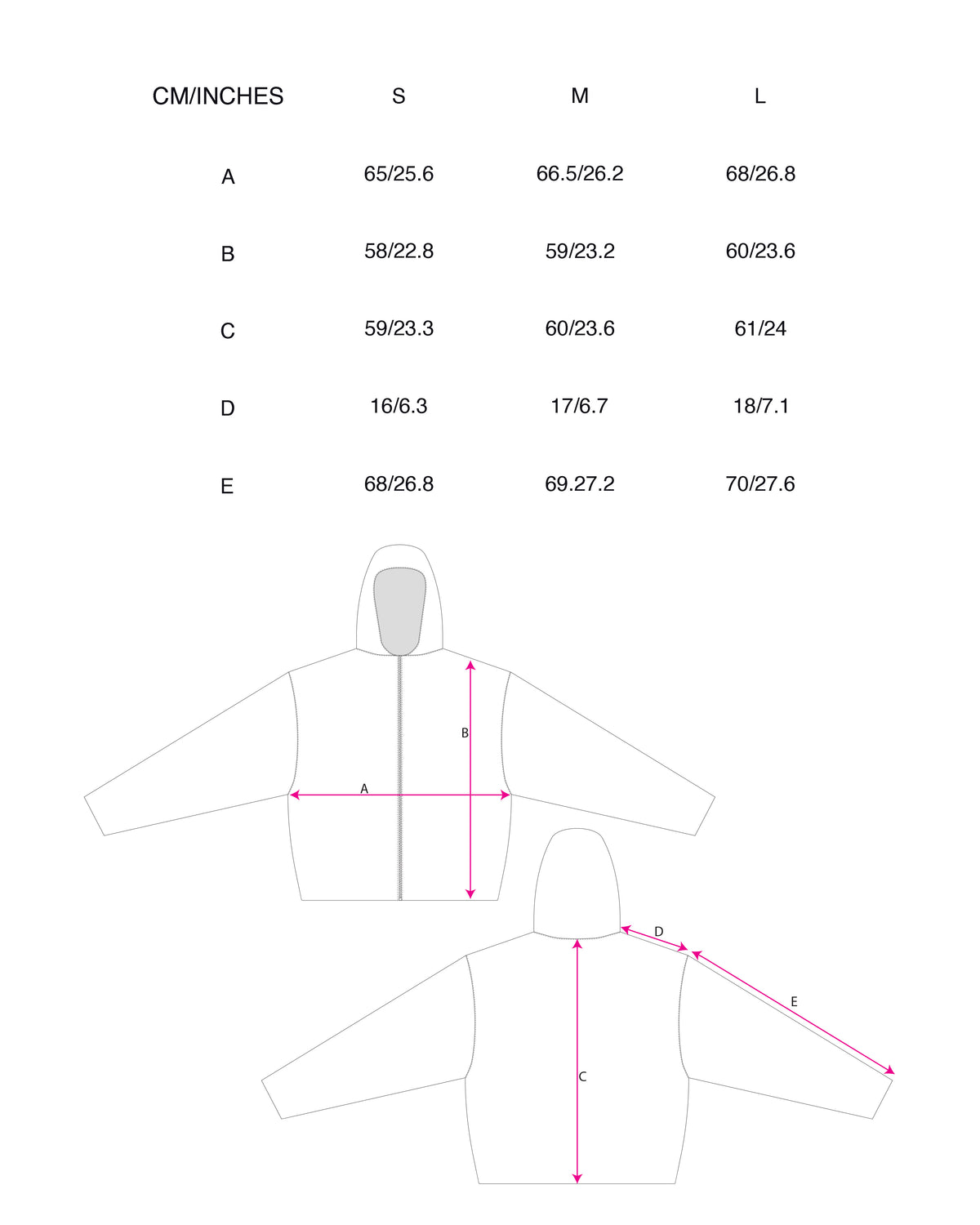 Gilled Zip-Up Hoodie In Meteorite Black size chart