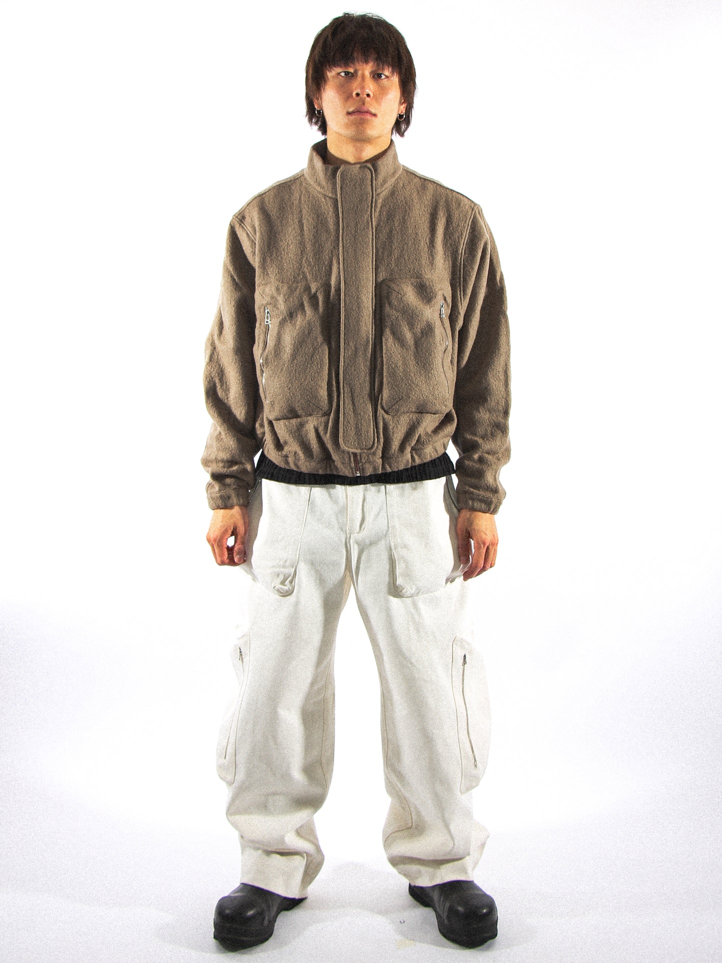 HIGH NECK FLEECE JACKET IN BRINDLE BROWN