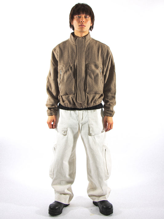 HIGH NECK FLEECE JACKET IN BRINDLE BROWN