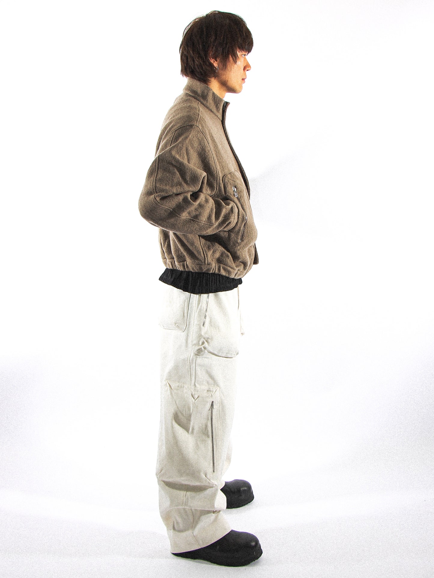 HIGH NECK FLEECE JACKET IN BRINDLE BROWN