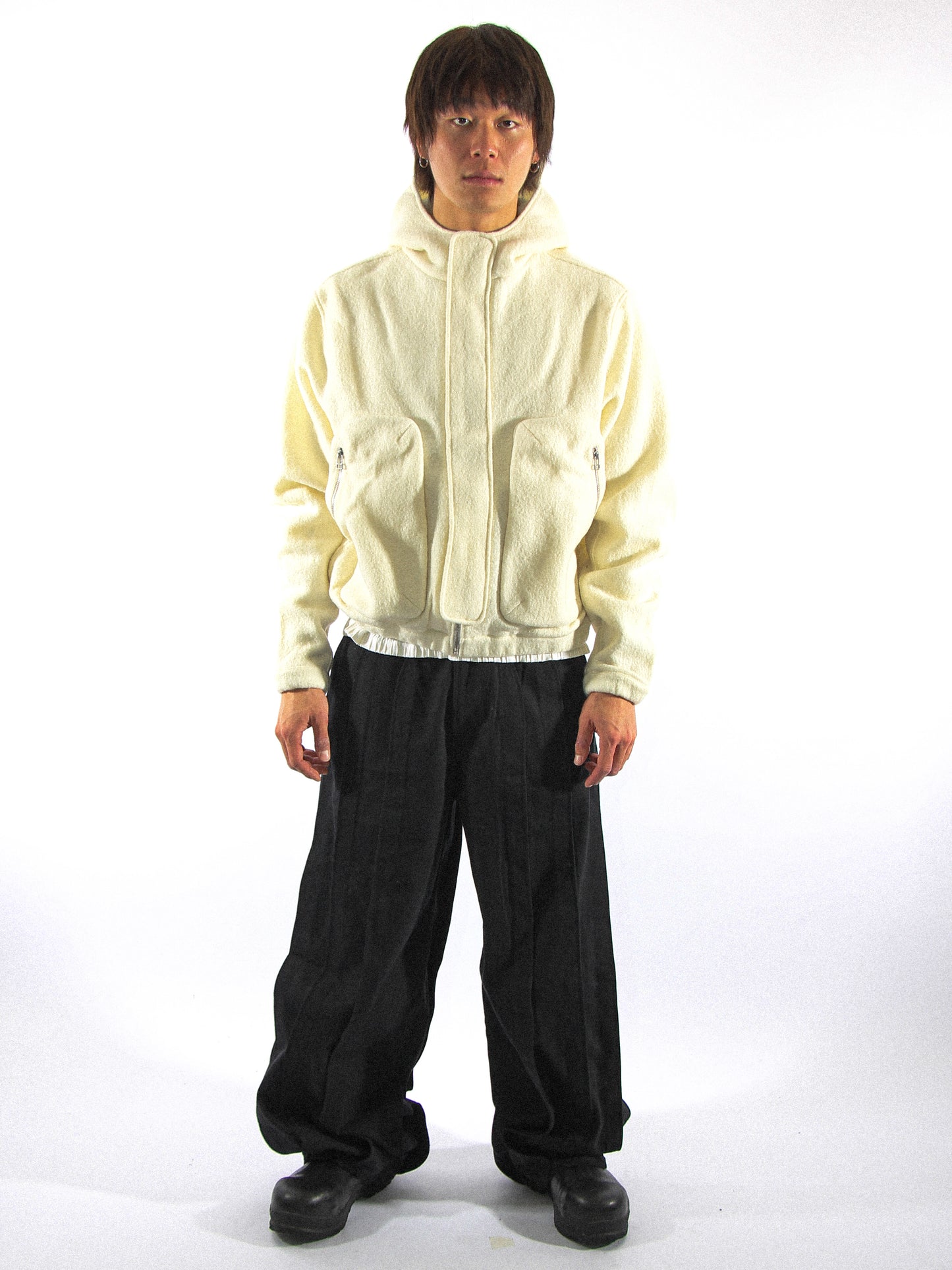 HOODED FLEECE JACKET IN COCONUT CREAM