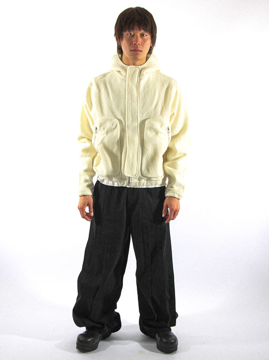 HOODED FLEECE JACKET IN COCONUT CREAM