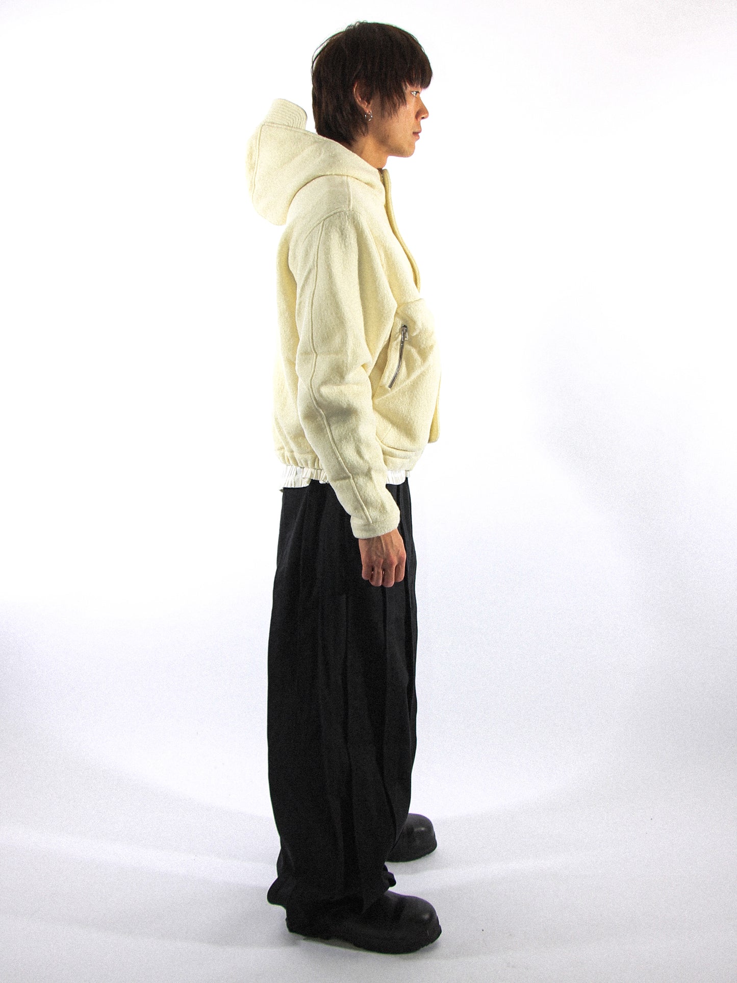 HOODED FLEECE JACKET IN COCONUT CREAM