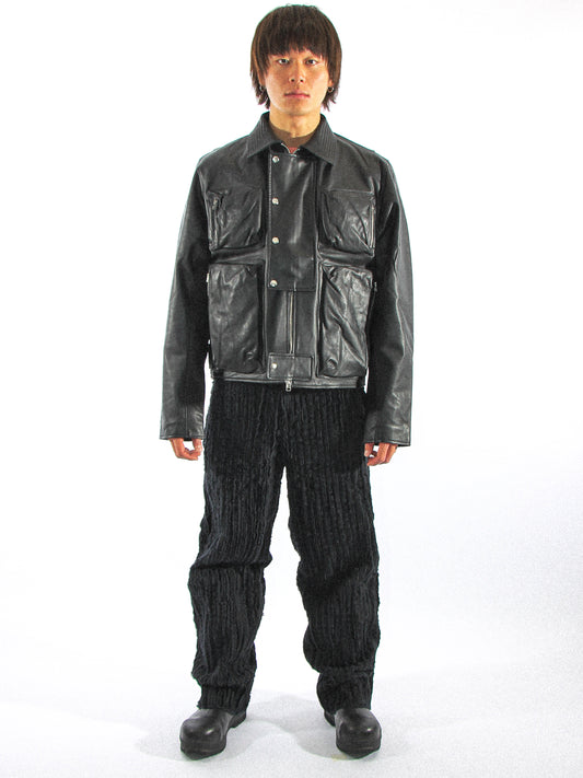 OTIDEA LEATHER JACKET IN METEORITE BLACK