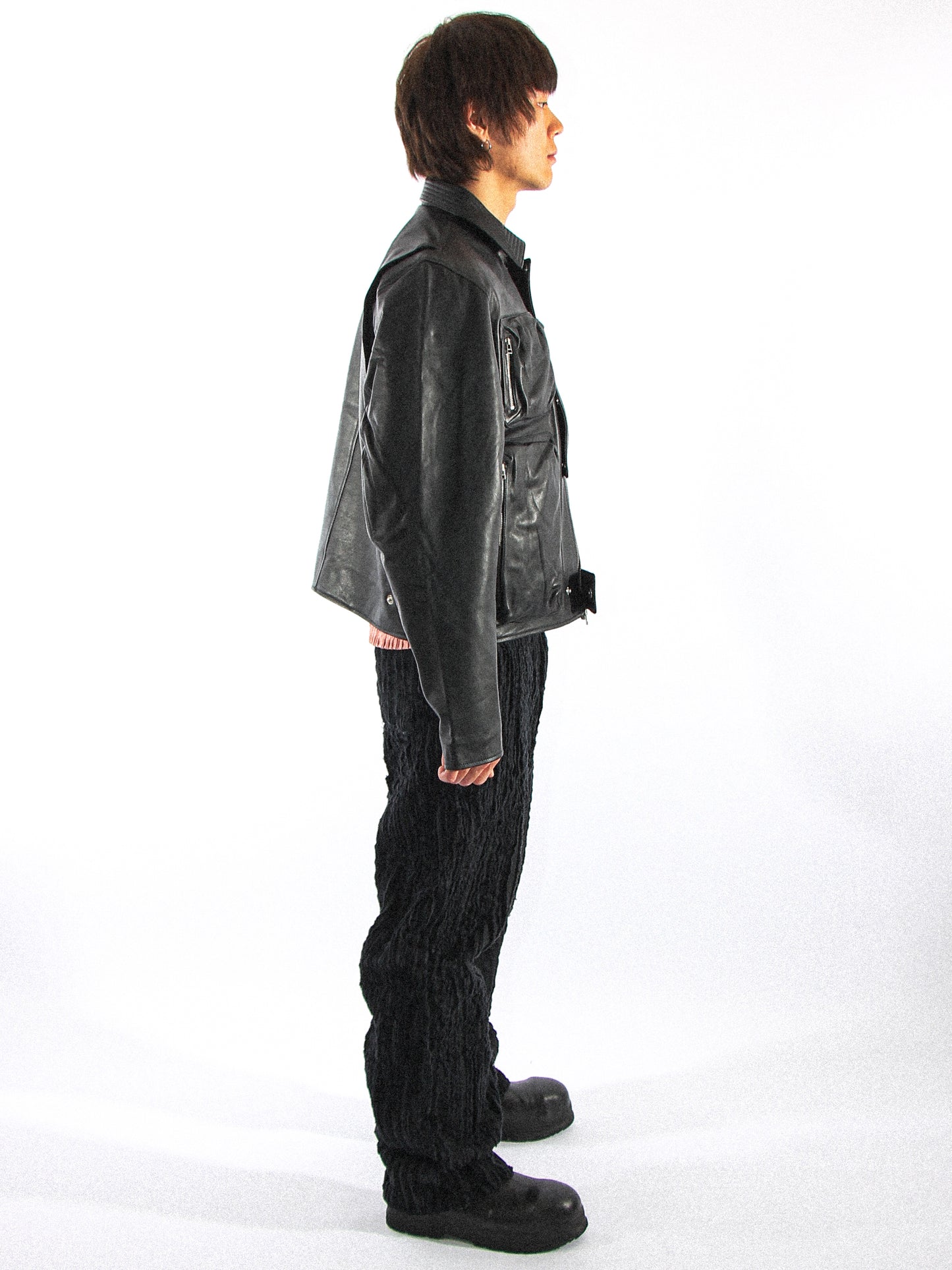 OTIDEA LEATHER JACKET IN METEORITE BLACK
