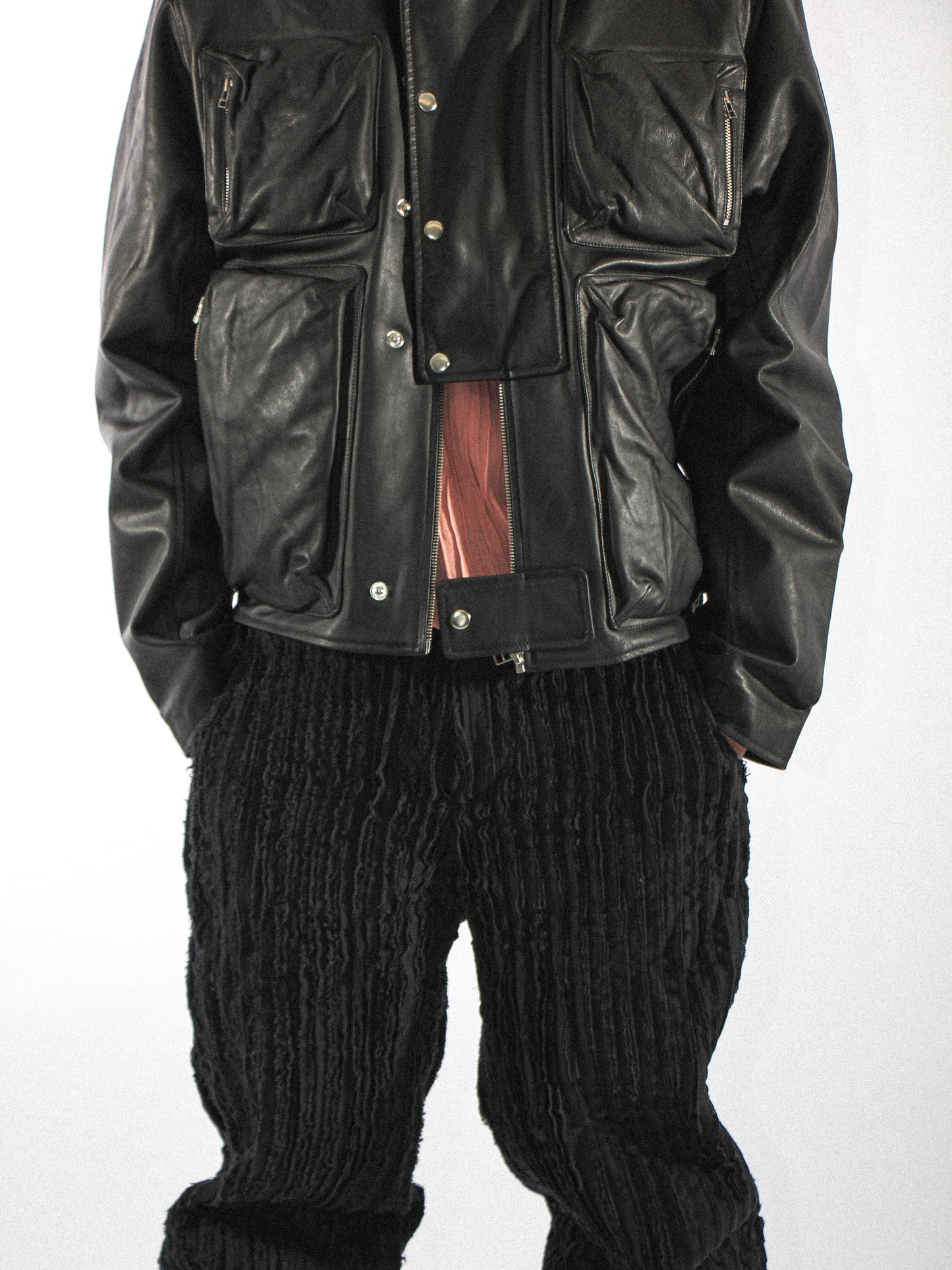 OTIDEA LEATHER JACKET IN METEORITE BLACK