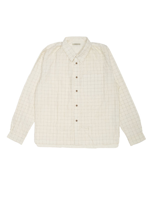 Stitched Checked Shirt in Off-White