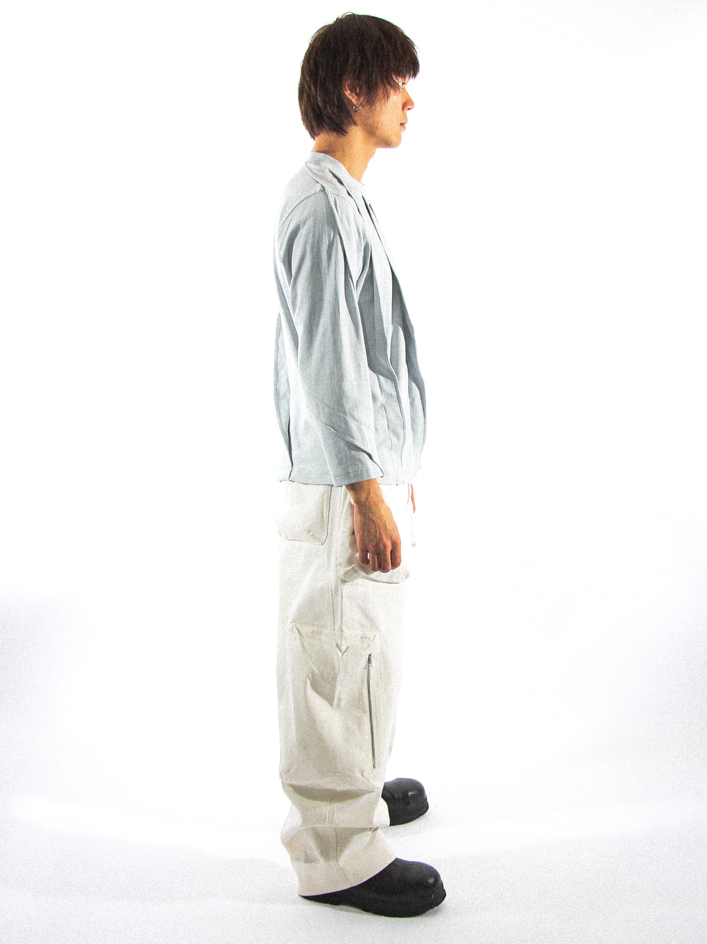 VENOSA PLEATED T-SHIRT IN ICE BLUE