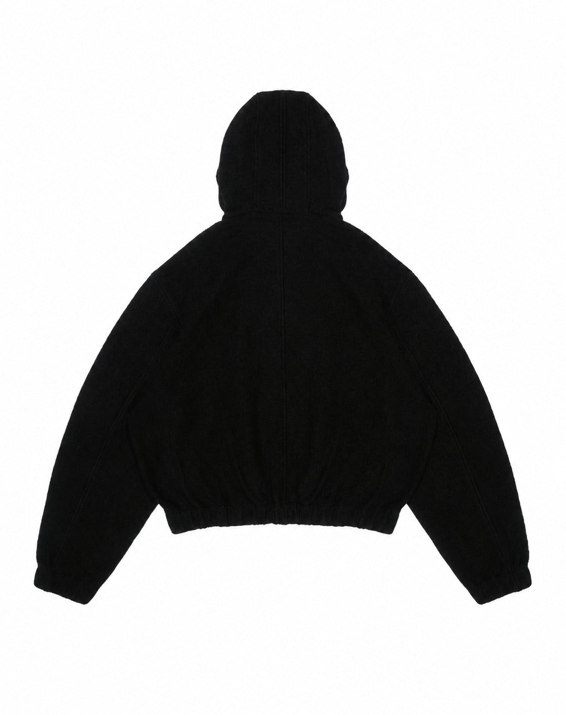 Hooded Wool Fleece Jacket In Black