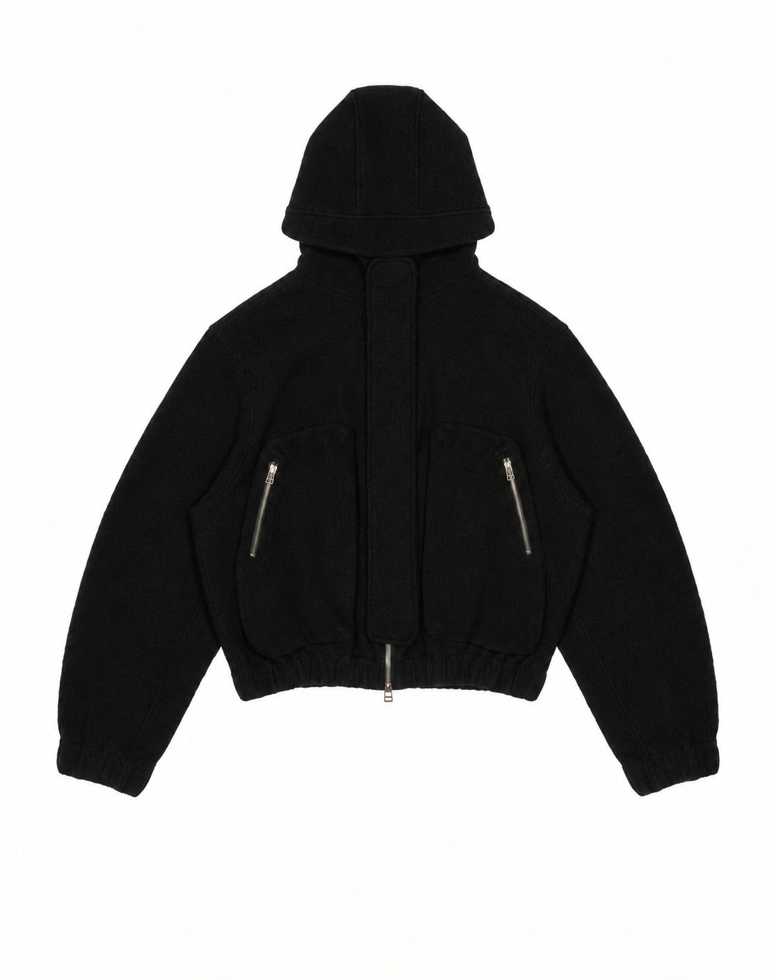 Hooded Wool Fleece Jacket In Black