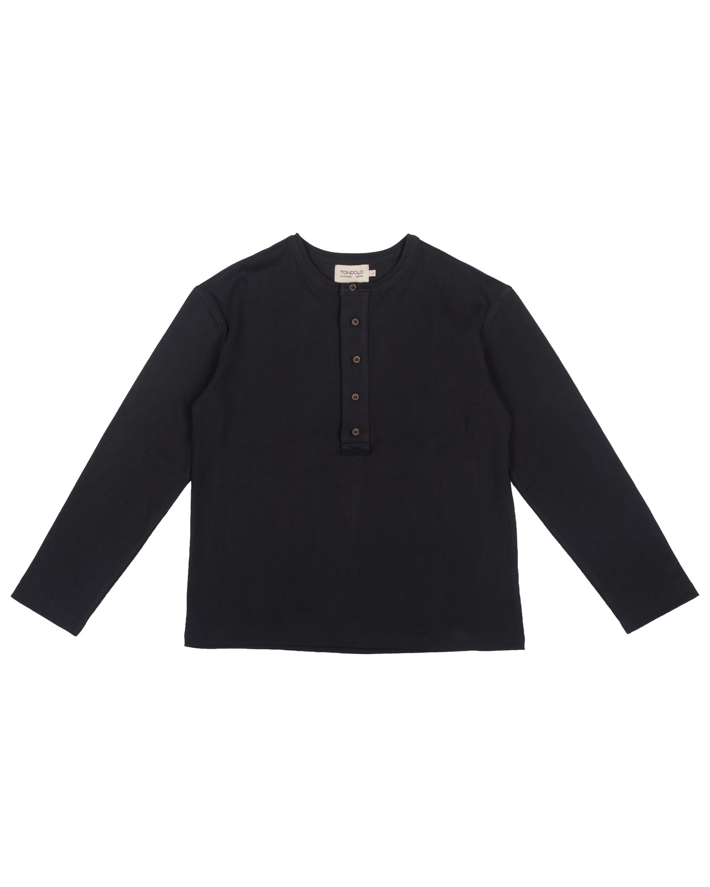 Long Sleeve Henley In Meteorite Black