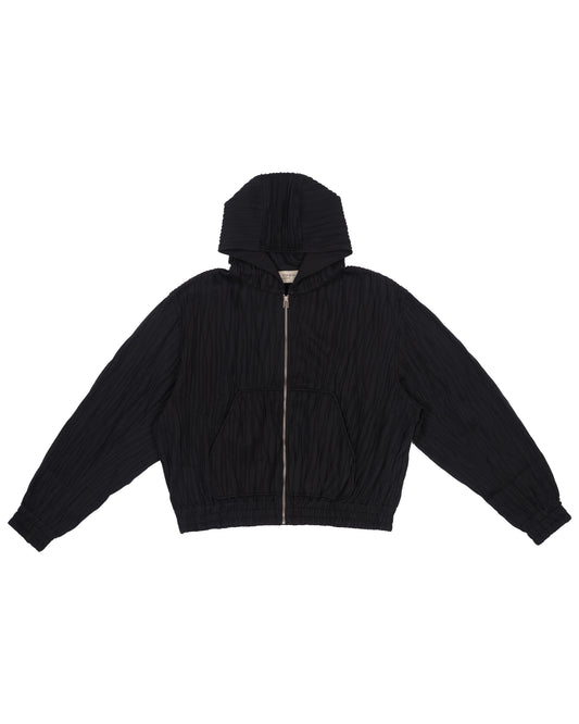Gilled Zip-Up Hoodie In Meteorite Black