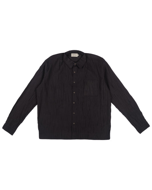 Gilled Long Sleeve Shirt In Meteorite Black