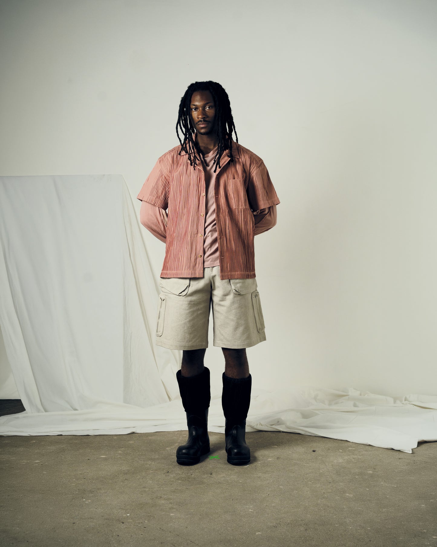 Gilled Camp Collar Shirt in Silver Birch